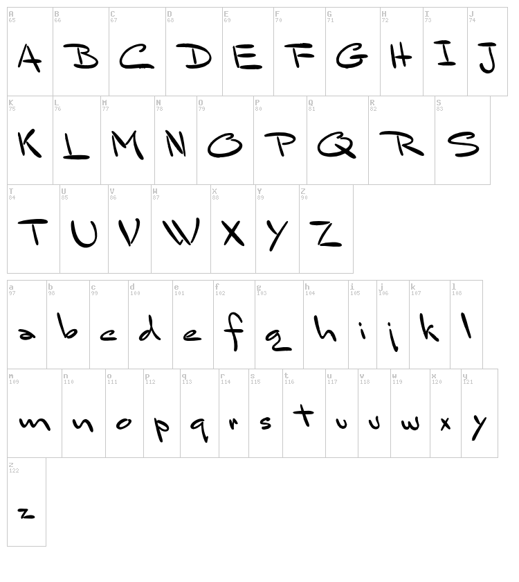 Bluelmin Sandsfort font map